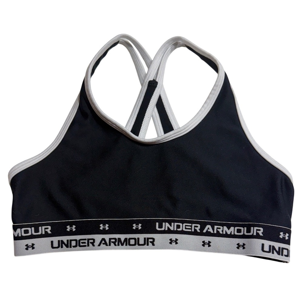 Under Armour Sports Bra Kids Youth Medium Black HeatGear Crossbackβ 1364629